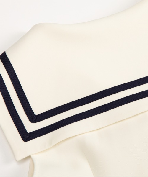 LA POMME petit（ラポミ・プチ）の「再販！人気No.1ワンピース　Sailor Collar Waisted One Piece（ワンピース・レディース・アイボリー/ネイビー・FREE）」の8枚目の写真