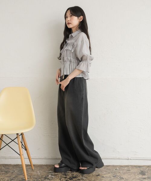 RETRO GIRL（レトロガール）の「【新色追加】イージーデニムPT（デニムパンツ・レディース・ブルー系その他5/ブラック/ダークブルー/レオパード・FREE）」の8枚目の写真