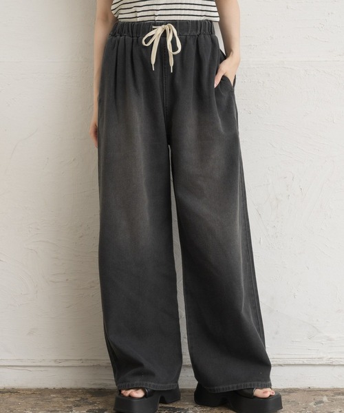 RETRO GIRL（レトロガール）の「【新色追加】イージーデニムPT（デニムパンツ・レディース・ブルー系その他5/ブラック/ダークブルー/レオパード・FREE）」の5枚目の写真