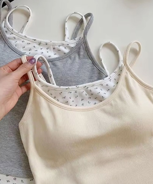 ammy.（エイミードット）の「【 ammy. / エイミードット 】  パッド付 フラワー レイヤード キャミソール（キャミソール・レディース・グレー/アイボリー/ホワイト・FREE）」の9枚目の写真