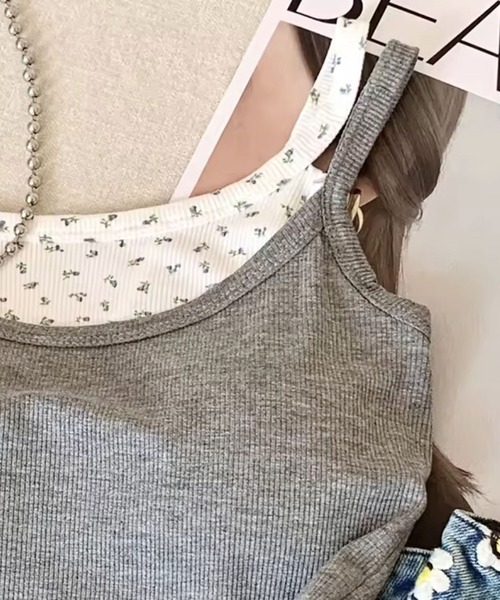 ammy.（エイミードット）の「【 ammy. / エイミードット 】  パッド付 フラワー レイヤード キャミソール（キャミソール・レディース・グレー/アイボリー/ホワイト・FREE）」の5枚目の写真