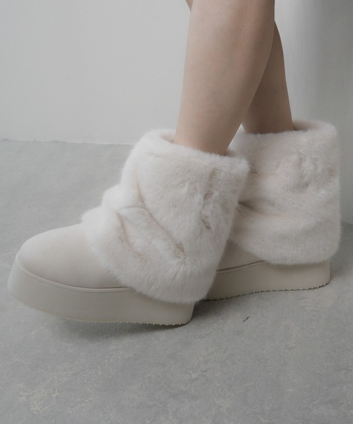 LIPSERVICE（リップサービス）の「2wayカバームートンブーツ（ブーツ・レディース・ブラック/アイボリー・L/M/S）」の5枚目の写真