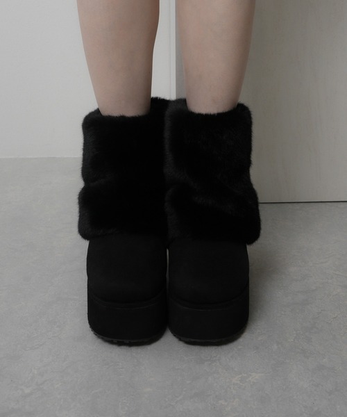 LIPSERVICE（リップサービス）の「2wayカバームートンブーツ（ブーツ・レディース・ブラック/アイボリー・L/M/S）」の12枚目の写真