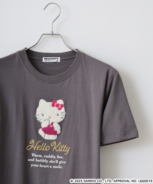 sanrio(サンリオ)の「ハンギョドン サガラ刺繍天竺半袖Tシャツ(Tシャツ/カットソー・メンズ・オートミール/ネイビー/ライトカーキ/チャコール/ピンクベージュ/ブルーグレー/ネイビー系/杢グレー・M/L/LL)」の4枚目の写真