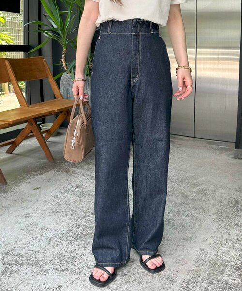 DISCOAT(ディスコート)の「USコットンデニムハイウエストフリンジパンツ(デニムパンツ・レディース・ネイビー・SMALL/MEDIUM/LARGE)」の2枚目の写真
