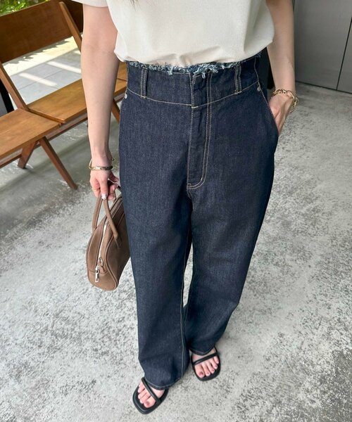 DISCOAT(ディスコート)の「USコットンデニムハイウエストフリンジパンツ(デニムパンツ・レディース・ネイビー・SMALL/MEDIUM/LARGE)」の8枚目の写真