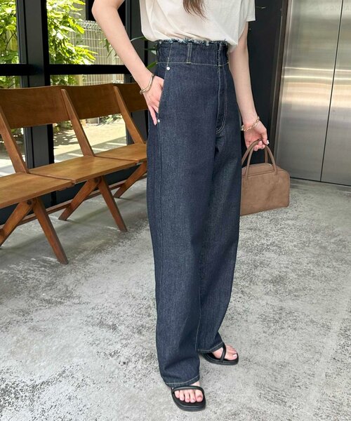 DISCOAT(ディスコート)の「USコットンデニムハイウエストフリンジパンツ(デニムパンツ・レディース・ネイビー・SMALL/MEDIUM/LARGE)」の9枚目の写真