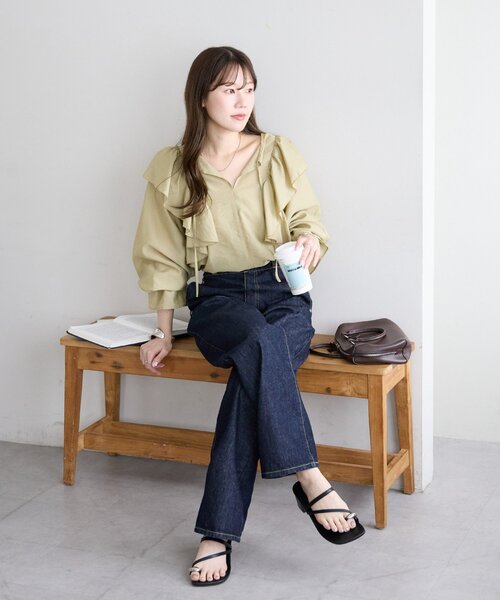 DISCOAT(ディスコート)の「USコットンデニムハイウエストフリンジパンツ(デニムパンツ・レディース・ネイビー・SMALL/MEDIUM/LARGE)」の19枚目の写真