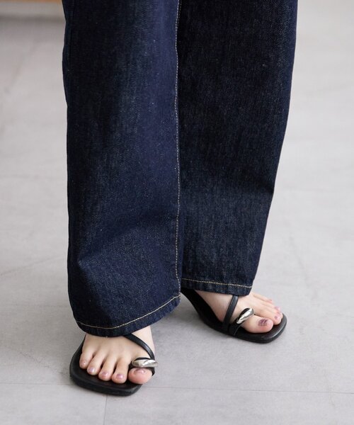 DISCOAT(ディスコート)の「USコットンデニムハイウエストフリンジパンツ(デニムパンツ・レディース・ネイビー・SMALL/MEDIUM/LARGE)」の3枚目の写真