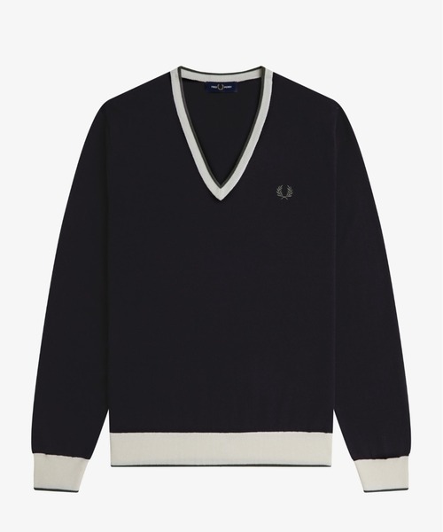 FRED PERRY(フレッドペリー)の「Contrast Tipped Jumper/コントラストティップラインニット(ニット/セーター・メンズ・ワインレッド/ブラック・L/M)」の13枚目の写真