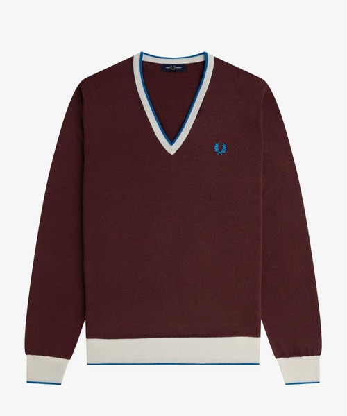 FRED PERRY(フレッドペリー)の「Contrast Tipped Jumper/コントラストティップラインニット(ニット/セーター・メンズ・ワインレッド/ブラック・L/M)」の8枚目の写真