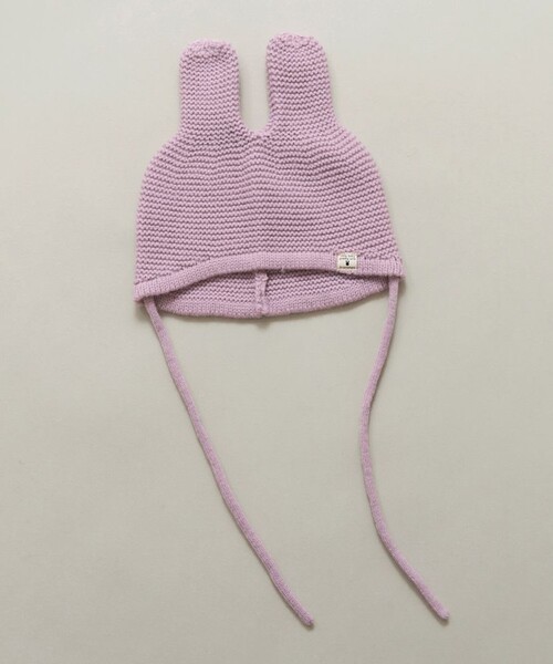 BRANSHES（ブランシェス）の「うさぎ耳ベビーニット帽（ニットキャップ/ビーニー・キッズ・アイボリー/ラベンダー・FREE）」の2枚目の写真