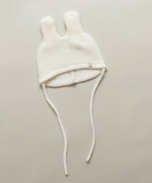 BRANSHES（ブランシェス）の「うさぎ耳ベビーニット帽（ニットキャップ/ビーニー・キッズ・アイボリー/ラベンダー・FREE）」の3枚目の写真