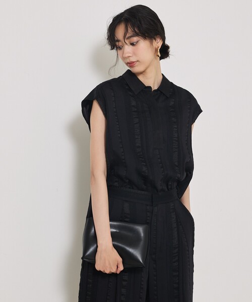 qualite（カリテ）の「【セットアップ対応】キュプラストライプスキッパーシャツ/夏服/晩夏（シャツ/ブラウス・レディース・ブラック/ベージュ・フリー）」の19枚目の写真