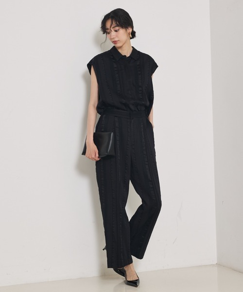 qualite（カリテ）の「【セットアップ対応】キュプラストライプスキッパーシャツ/夏服/晩夏（シャツ/ブラウス・レディース・ブラック/ベージュ・フリー）」の3枚目の写真