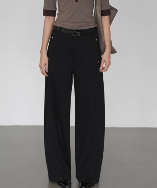 EIGHTHMONTH(エイスマンス)の「ステップシームワイドパンツ EM25a004【EIGHTHMONTH】(その他パンツ・レディース・ブラック・S/M/L)」の1枚目の写真