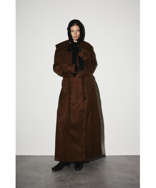 RIM.ARK（リムアーク）の「F/Suede over maxi CT フェイクスエードオーバーマキシコート（トレンチコート・レディース・カーキ/ブラウン・FREE）」の4枚目の写真