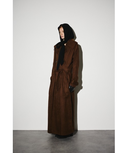 RIM.ARK（リムアーク）の「F/Suede over maxi CT フェイクスエードオーバーマキシコート（トレンチコート・レディース・カーキ/ブラウン・FREE）」の5枚目の写真