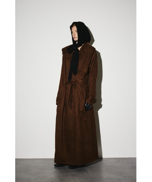 RIM.ARK（リムアーク）の「F/Suede over maxi CT フェイクスエードオーバーマキシコート（トレンチコート・レディース・カーキ/ブラウン・FREE）」の6枚目の写真