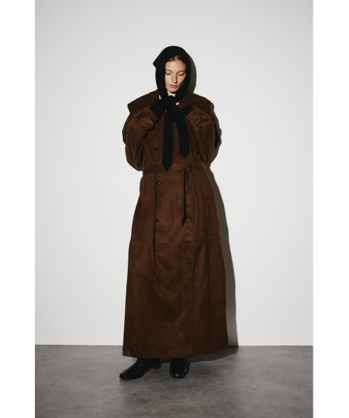 RIM.ARK（リムアーク）の「F/Suede over maxi CT フェイクスエードオーバーマキシコート（トレンチコート・レディース・カーキ/ブラウン・FREE）」の3枚目の写真