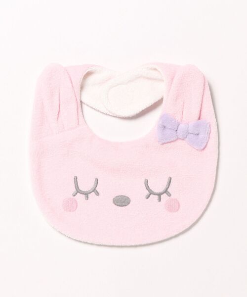 KP（ケーピー）の「mimiちゃん顔 スタイ（スタイ/よだれかけ・キッズ・オフホワイト/ピンク・FREE）」の2枚目の写真