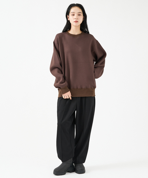 FORTUNA HOMME（フォルトゥナオム）の「【FORTUNA/フォルトゥナ】TECH SWEAT CREW NECK /トロミ鹿子ダンボールプルオーバースウェット【WEB限定】（スウェット・メンズ・ブラック/ブラウン/グリーン・M/L）」の4枚目の写真