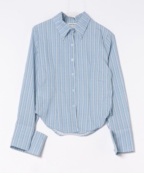 WEGO（ウィゴー）の「WEGO/ウエストシェイプタイトストライプシャツトップス（シャツ/ブラウス・レディース・ブルー・MEDIUM/LARGE）」の13枚目の写真