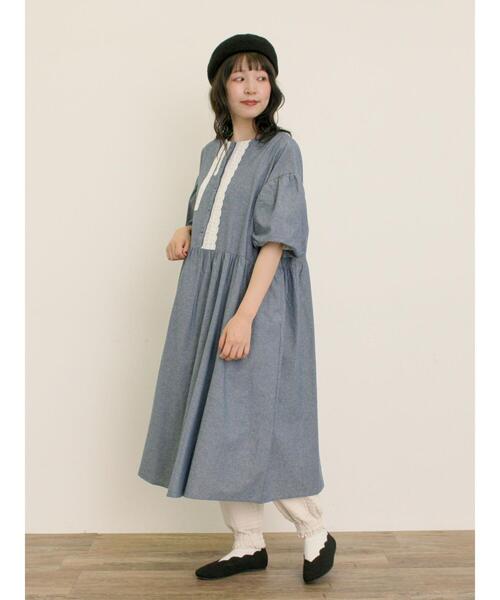 【新品未使用】MONNALISA♡ワンピース♡140cm〜150cm WEB限定】胸元レースワンピース（ワンピース）｜Samansa Mos2