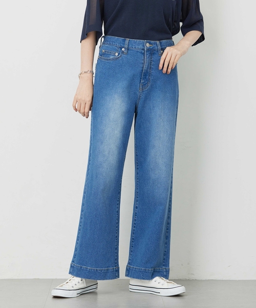 Petit Honfleur(プチオンフルール)の「【撥水】ストレッチバギーデニムパンツ(その他パンツ・レディース・ブルー/ネイビー・61/64/67)」の2枚目の写真