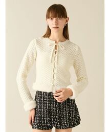 FURFUR（ファーファー）袖シアードッキングカーディガン　ライトグレー FURFUR（ファーファー）袖シアードッキングカーディガン ライトグレー