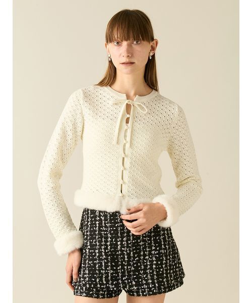 セール】エコファートリムカーディガン（カーディガン/ボレロ