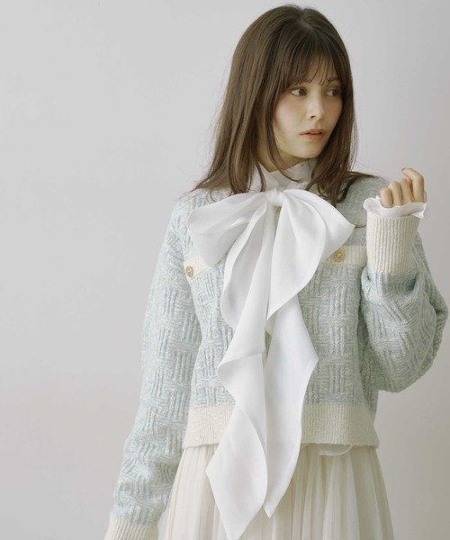 HEIREN(ヘイレーン)の「【HEIREN】ラッフルリボンタイシアーブラウス(シャツ/ブラウス・レディース・ホワイト/ベージュ/ミント・FREE)」の8枚目の写真