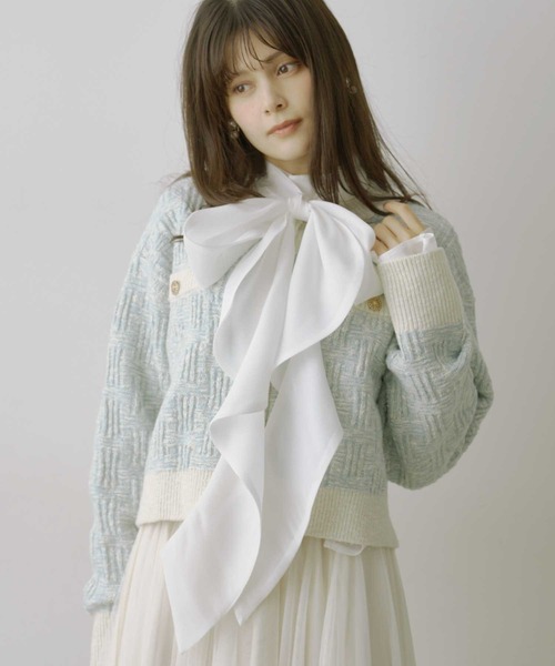 HEIREN(ヘイレーン)の「【HEIREN】ラッフルリボンタイシアーブラウス(シャツ/ブラウス・レディース・ホワイト/ベージュ/ミント・FREE)」の9枚目の写真
