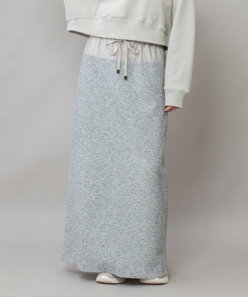 Munich(ミューニック)の「ツイード×ヴィンテージサテンマキシスカート(スカート・レディース・ブラック/グレー/オフホワイト・S)」の3枚目の写真