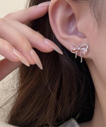 Lace Ladies（レースレディース）の「リボン モチーフ クリスタル コンビ ピアス（ピアス（両耳用））」