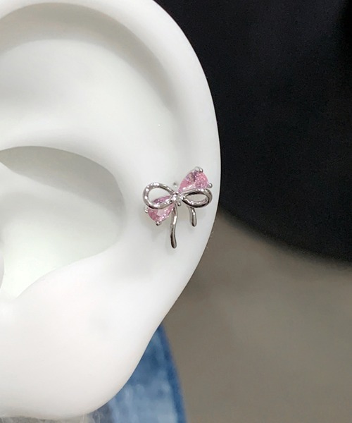 Lace Ladies(レースレディース)の「リボン モチーフ クリスタル コンビ ピアス(ピアス(両耳用)・レディース・ピンク/ホワイト・FREE)」の12枚目の写真