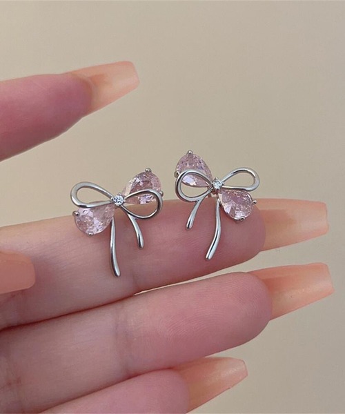 Lace Ladies(レースレディース)の「リボン モチーフ クリスタル コンビ ピアス(ピアス(両耳用)・レディース・ピンク/ホワイト・FREE)」の19枚目の写真