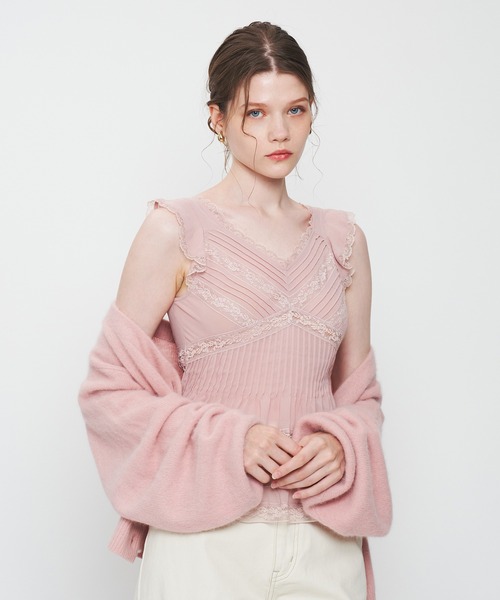 ME COUTURE（ミークチュール）の「シフォンレースピンタックブラウス（シャツ/ブラウス・レディース・アイボリー/ピンク・FREE）」の2枚目の写真