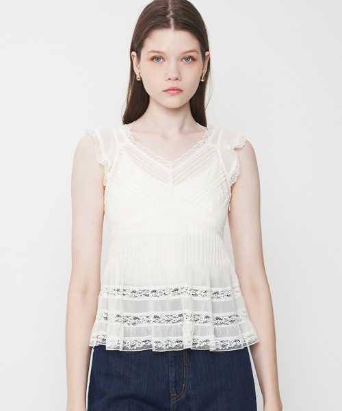 ME COUTURE（ミークチュール）の「シフォンレースピンタックブラウス（シャツ/ブラウス・レディース・アイボリー/ピンク・FREE）」の15枚目の写真