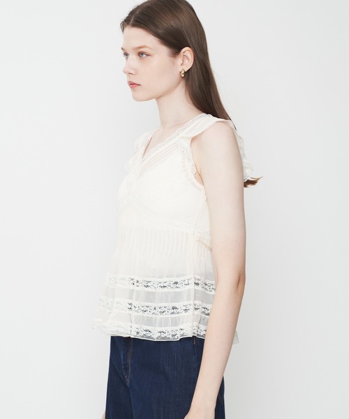 ME COUTURE（ミークチュール）の「シフォンレースピンタックブラウス（シャツ/ブラウス・レディース・アイボリー/ピンク・FREE）」の16枚目の写真