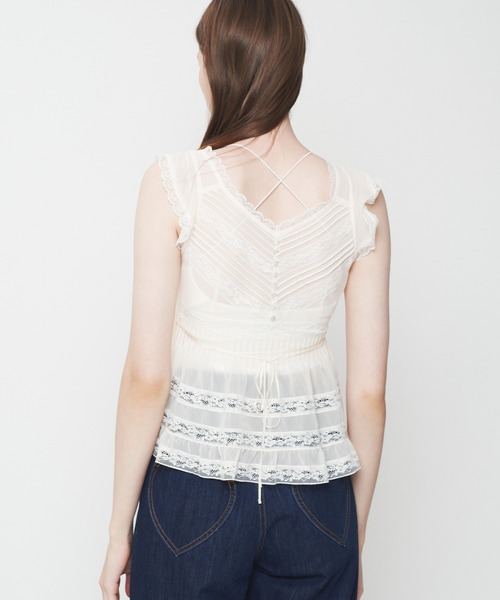 ME COUTURE（ミークチュール）の「シフォンレースピンタックブラウス（シャツ/ブラウス・レディース・アイボリー/ピンク・FREE）」の17枚目の写真