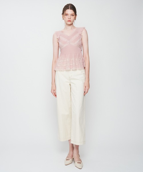 ME COUTURE（ミークチュール）の「シフォンレースピンタックブラウス（シャツ/ブラウス・レディース・アイボリー/ピンク・FREE）」の5枚目の写真