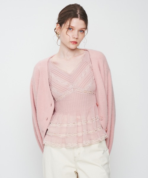 ME COUTURE（ミークチュール）の「シフォンレースピンタックブラウス（シャツ/ブラウス・レディース・アイボリー/ピンク・FREE）」の9枚目の写真