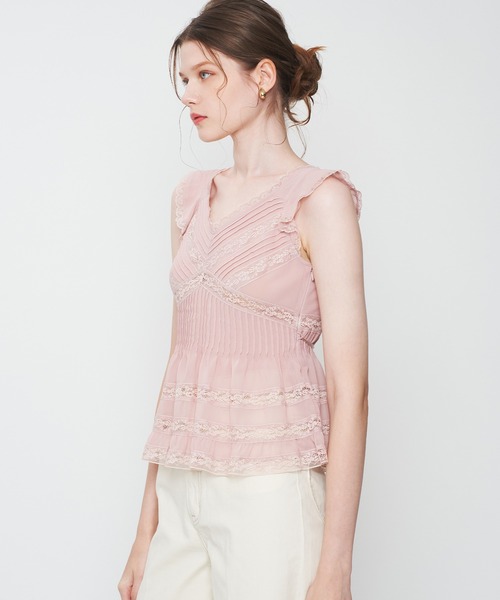 ME COUTURE（ミークチュール）の「シフォンレースピンタックブラウス（シャツ/ブラウス・レディース・アイボリー/ピンク・FREE）」の11枚目の写真