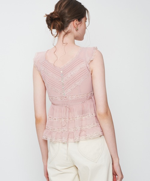 ME COUTURE（ミークチュール）の「シフォンレースピンタックブラウス（シャツ/ブラウス・レディース・アイボリー/ピンク・FREE）」の12枚目の写真