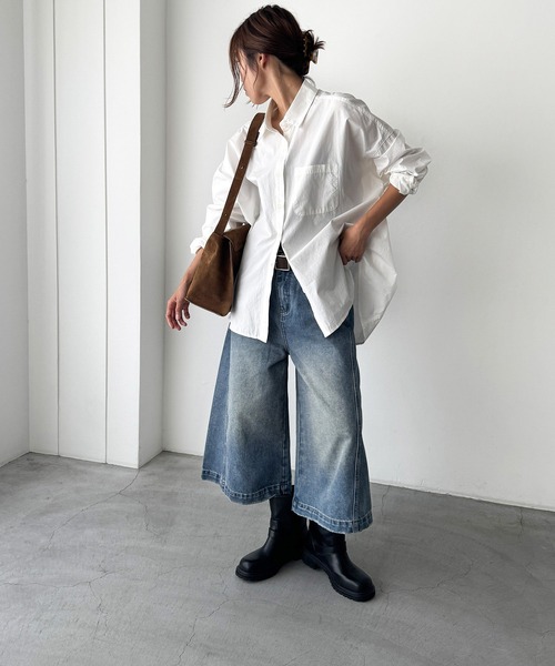 新品クレッシェントMサイズ デニムツイルキュロットパンツ 新品クレッシェントMサイズ デニムツイルキュロットパンツ