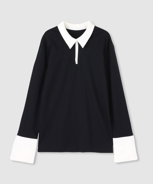 allureville(アルアバイル)の「ファンクショナルカットプルオーバー(Tシャツ/カットソー・レディース・ブラック/オフホワイト・2)」の1枚目の写真