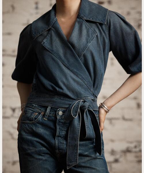 RRL(ダブル アール エル)の「インディゴ デニム ラップ ブラウス(シャツ/ブラウス・レディース・ネイビー系1・1/2/3/4/5)」の6枚目の写真