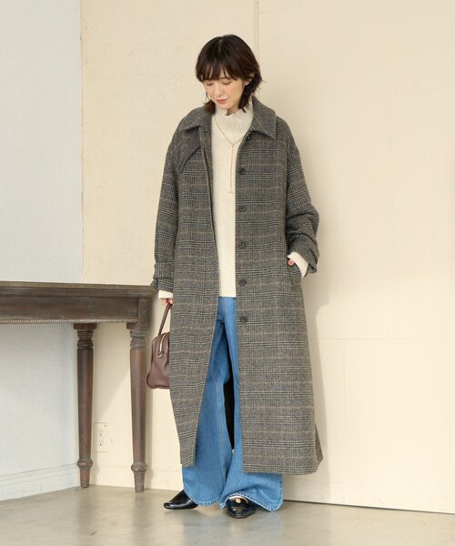 RIVE DROITE(リヴドロワ)の「【インフルエンサーSHIHO企画】チェックステンカラーコート(ステンカラーコート・レディース・グレー/ブラウン・38/36)」の4枚目の写真