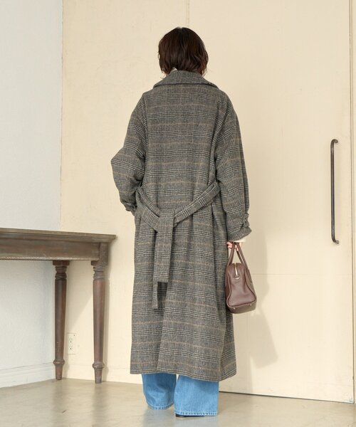 RIVE DROITE(リヴドロワ)の「【インフルエンサーSHIHO企画】チェックステンカラーコート(ステンカラーコート・レディース・グレー/ブラウン・38/36)」の6枚目の写真